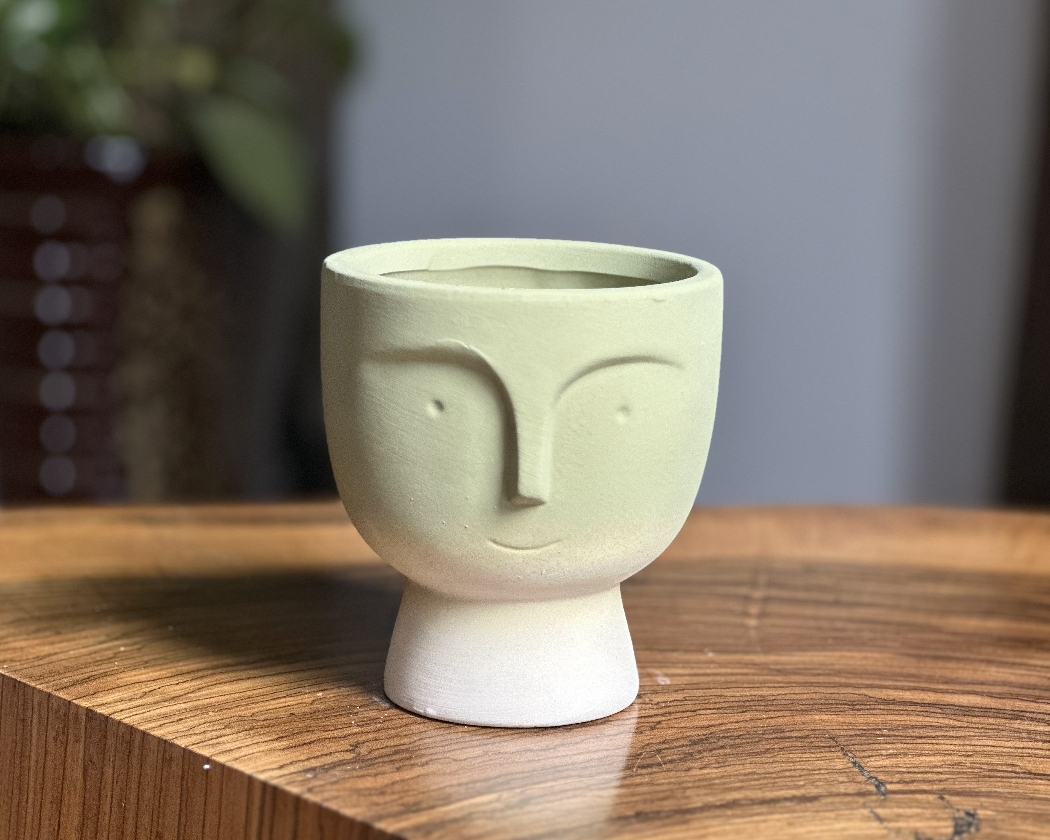 Hand-Painted Gradient Olive Green Flower Pot (without plant)