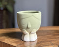 Hand-Painted Gradient Olive Green Flower Pot (without plant)
